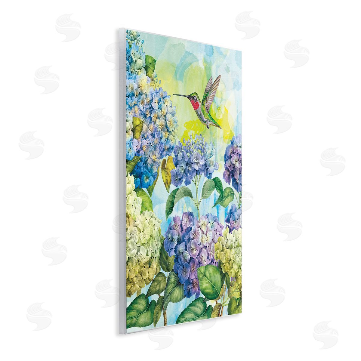 Tim Coffey Spring Hydrangeas with Hummingbird Canvas Wall Art Print
