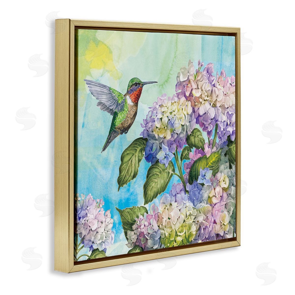 Tim Coffey Hummingbird & Hydrangeas Canvas Wall Art Print