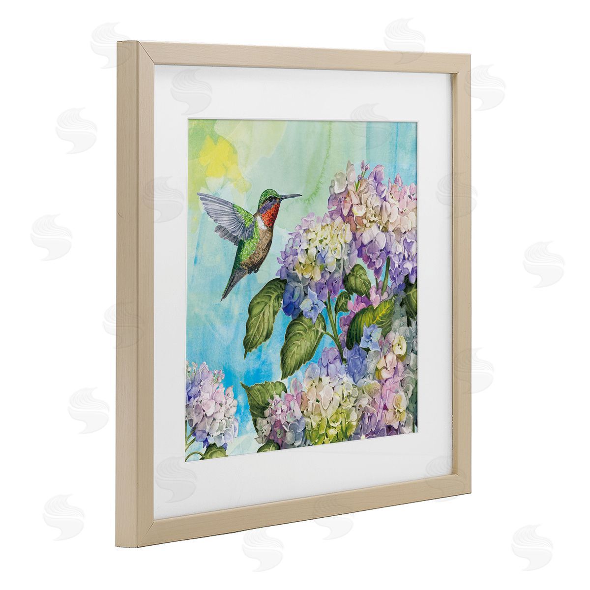 Tim Coffey Hummingbird & Hydrangeas Canvas Wall Art Print