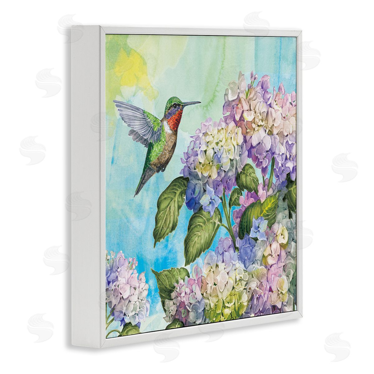 Tim Coffey Hummingbird & Hydrangeas Canvas Wall Art Print