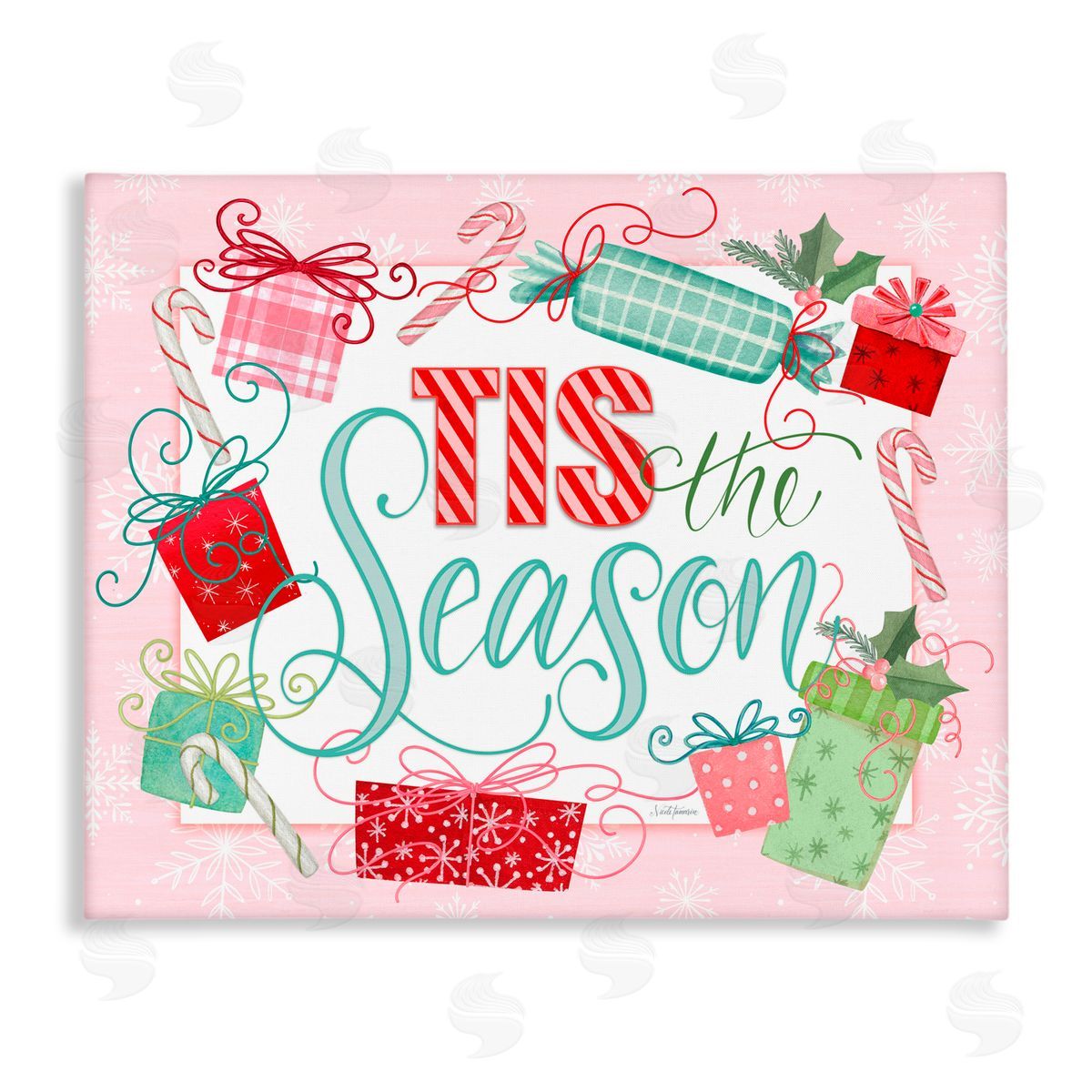 Nicole Tamarin Pastel Pink Tis The Season Canvas Wall Art Print