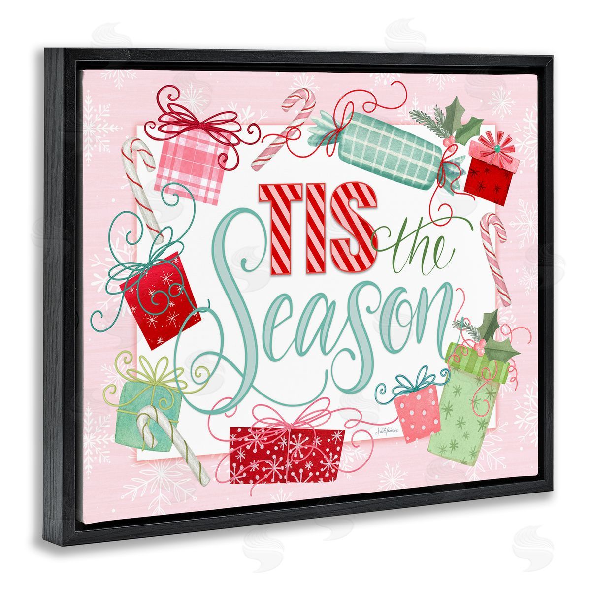 Nicole Tamarin Pastel Pink Tis The Season Canvas Wall Art Print
