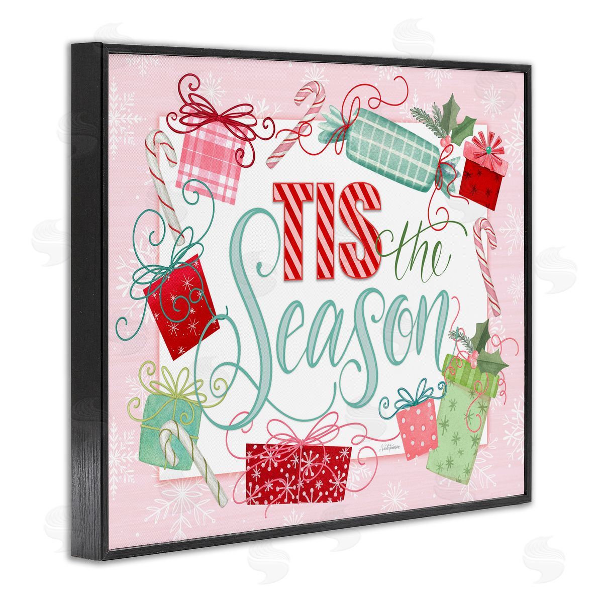 Nicole Tamarin Pastel Pink Tis The Season Canvas Wall Art Print