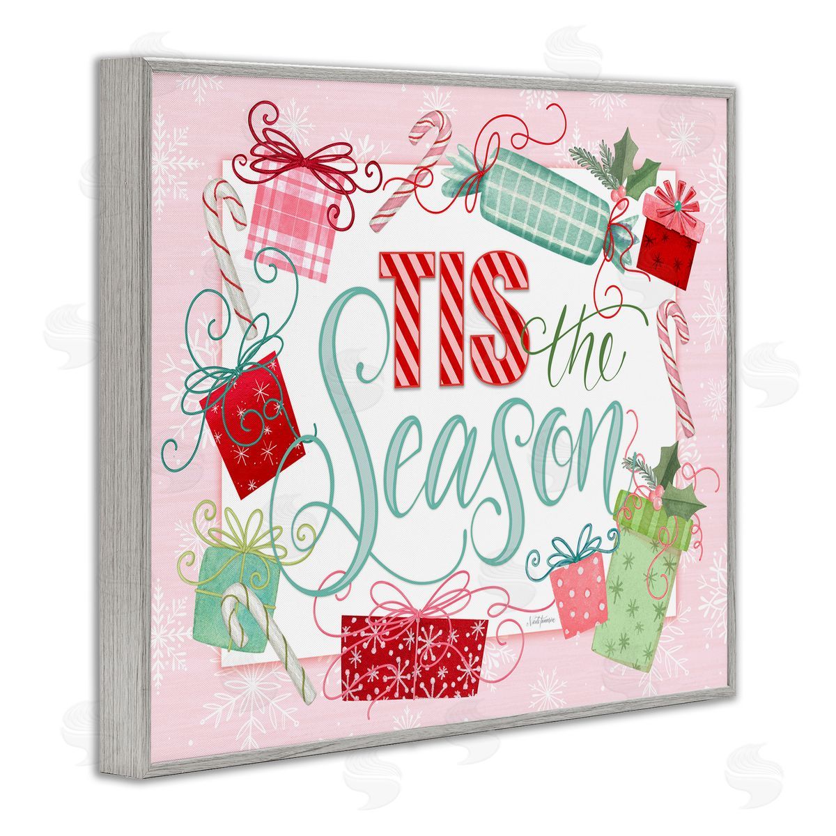 Nicole Tamarin Pastel Pink Tis The Season Canvas Wall Art Print
