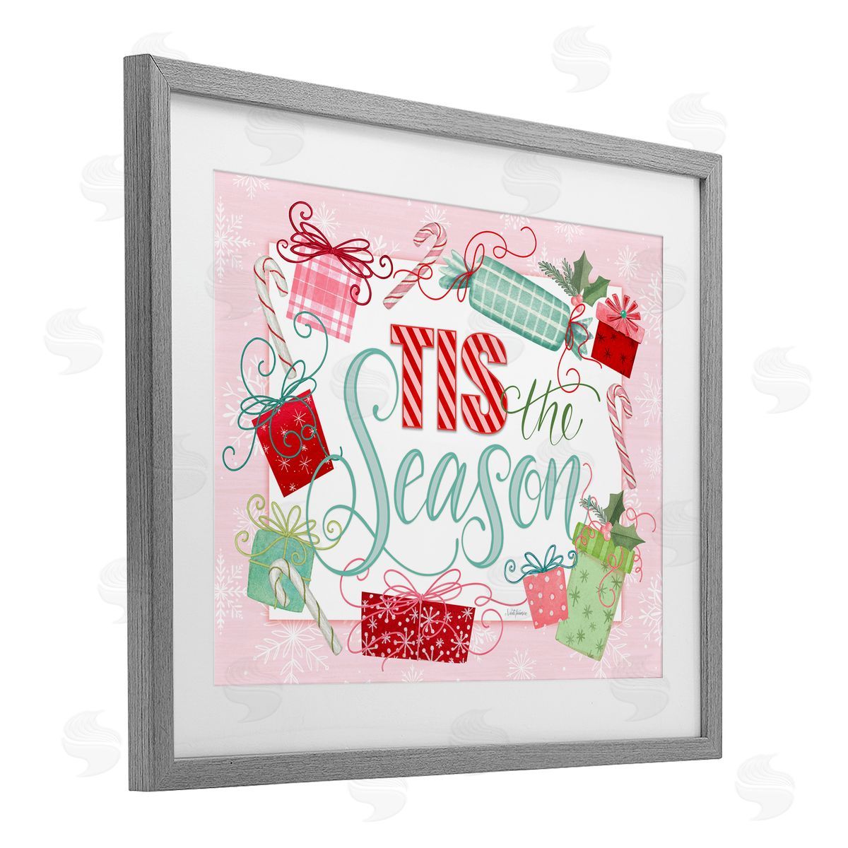Nicole Tamarin Pastel Pink Tis The Season Canvas Wall Art Print