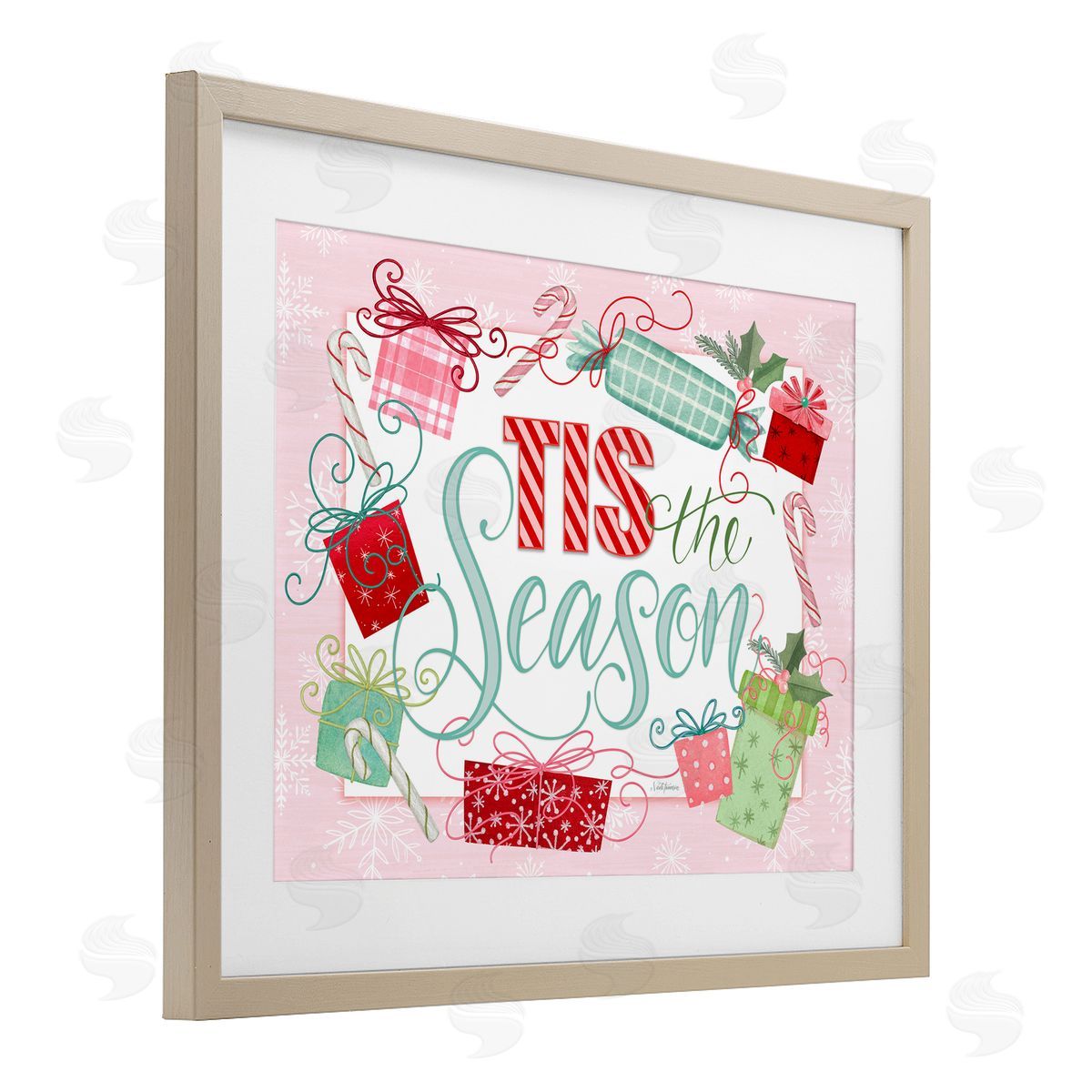 Nicole Tamarin Pastel Pink Tis The Season Canvas Wall Art Print
