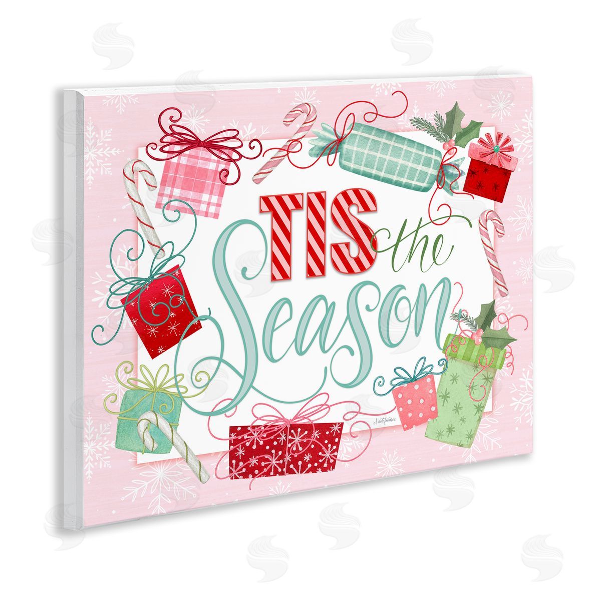 Nicole Tamarin Pastel Pink Tis The Season Canvas Wall Art Print
