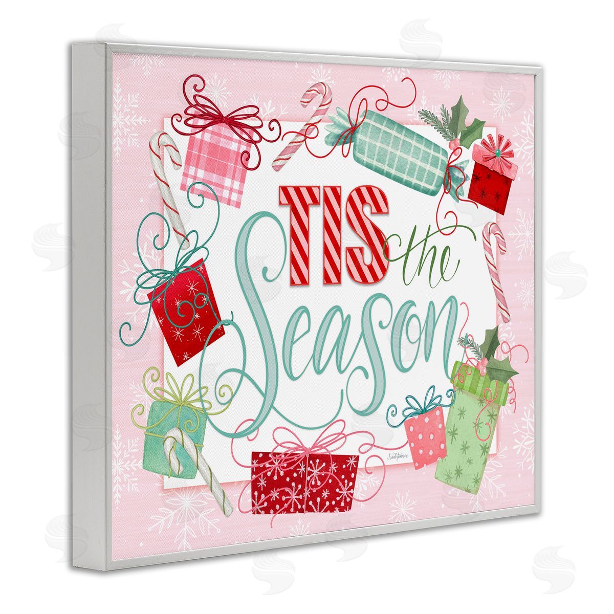 Nicole Tamarin Pastel Pink Tis The Season Canvas Wall Art Print