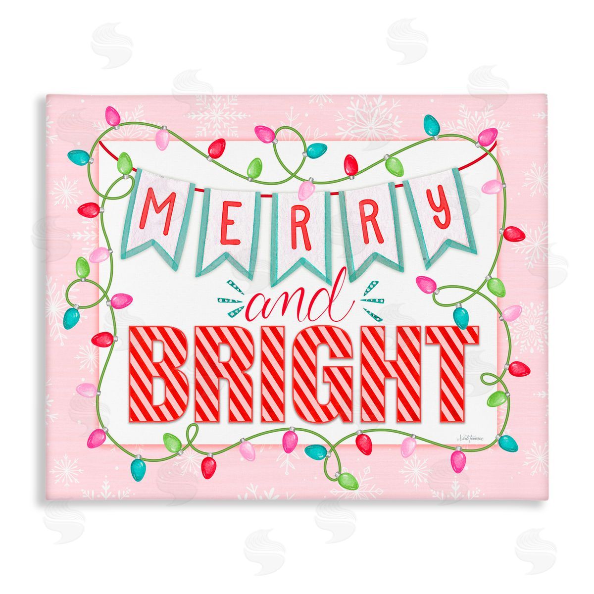 Nicole Tamarin Pastel Pink Merry & Bright Canvas Wall Art Print