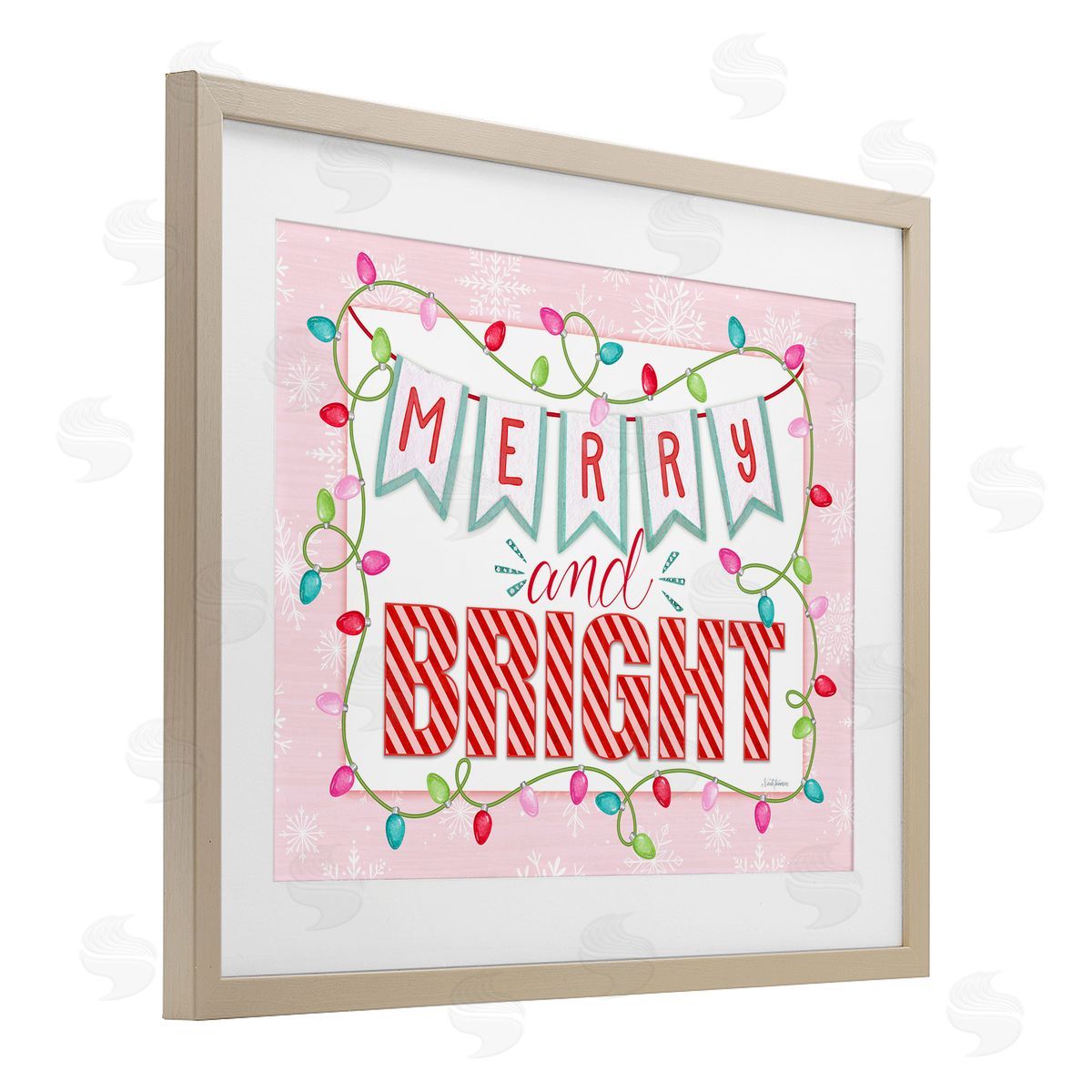 Nicole Tamarin Pastel Pink Merry & Bright Canvas Wall Art Print