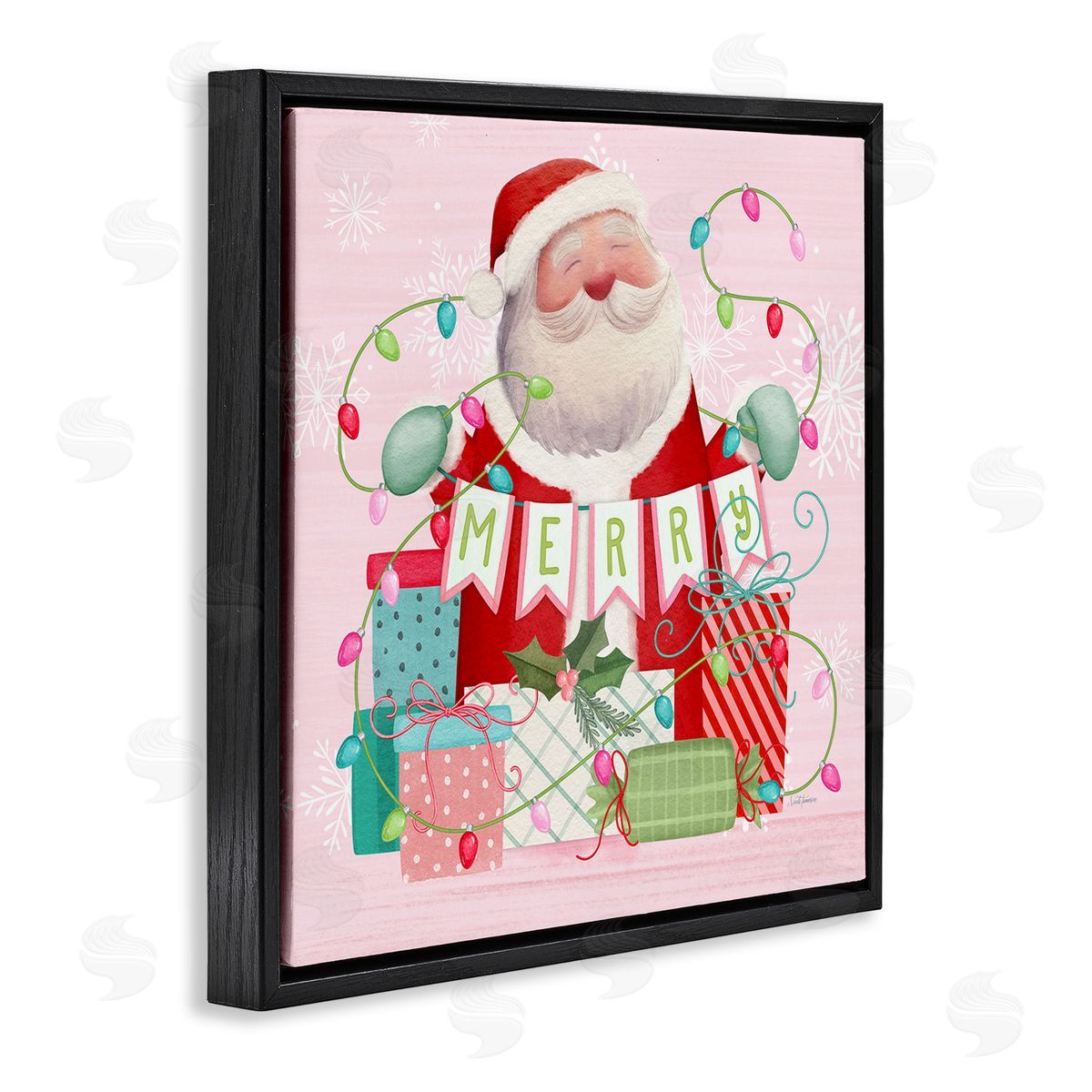 Nicole Tamarin Merry Pinkmas Santa Canvas Wall Art Print