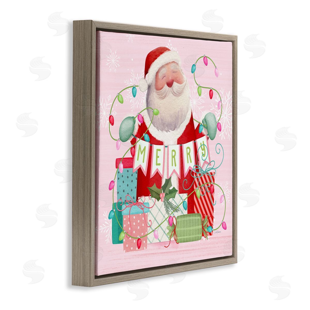 Nicole Tamarin Merry Pinkmas Santa Canvas Wall Art Print
