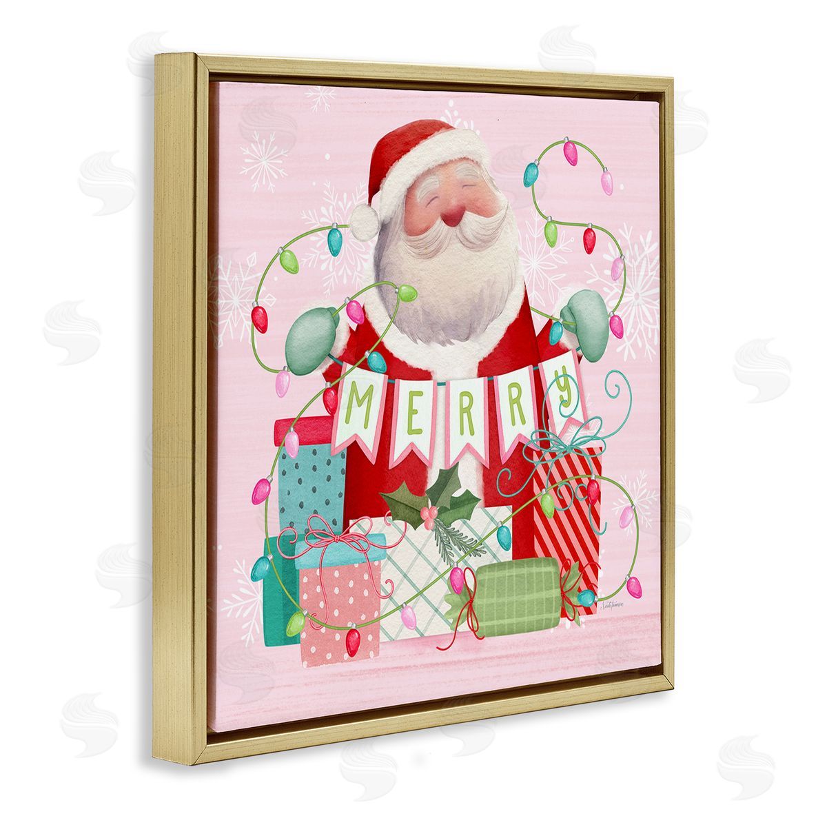 Nicole Tamarin Merry Pinkmas Santa Canvas Wall Art Print