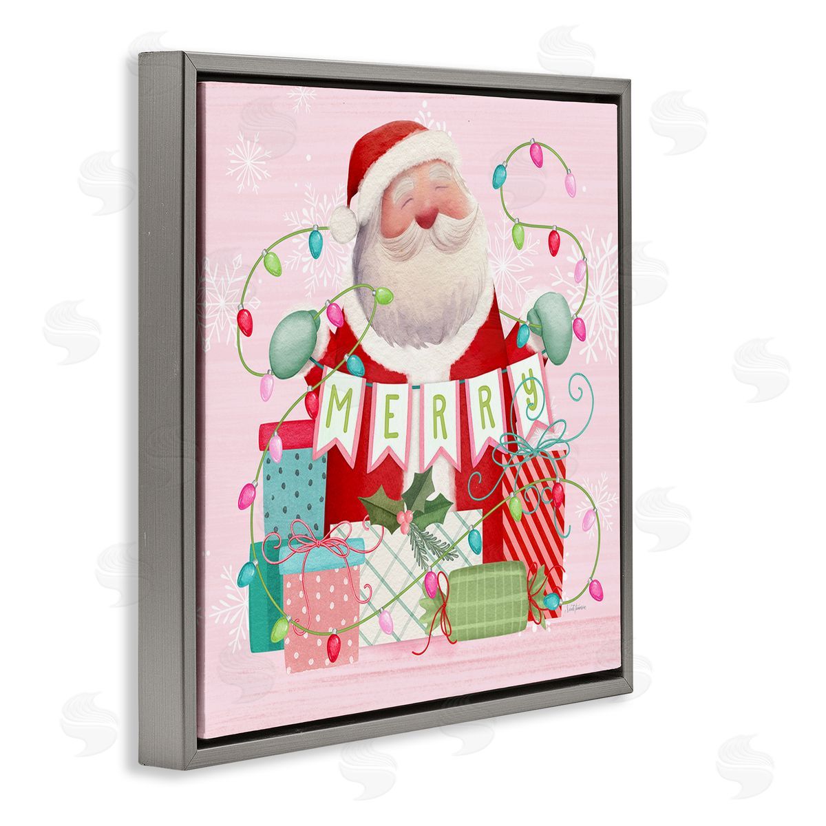 Nicole Tamarin Merry Pinkmas Santa Canvas Wall Art Print