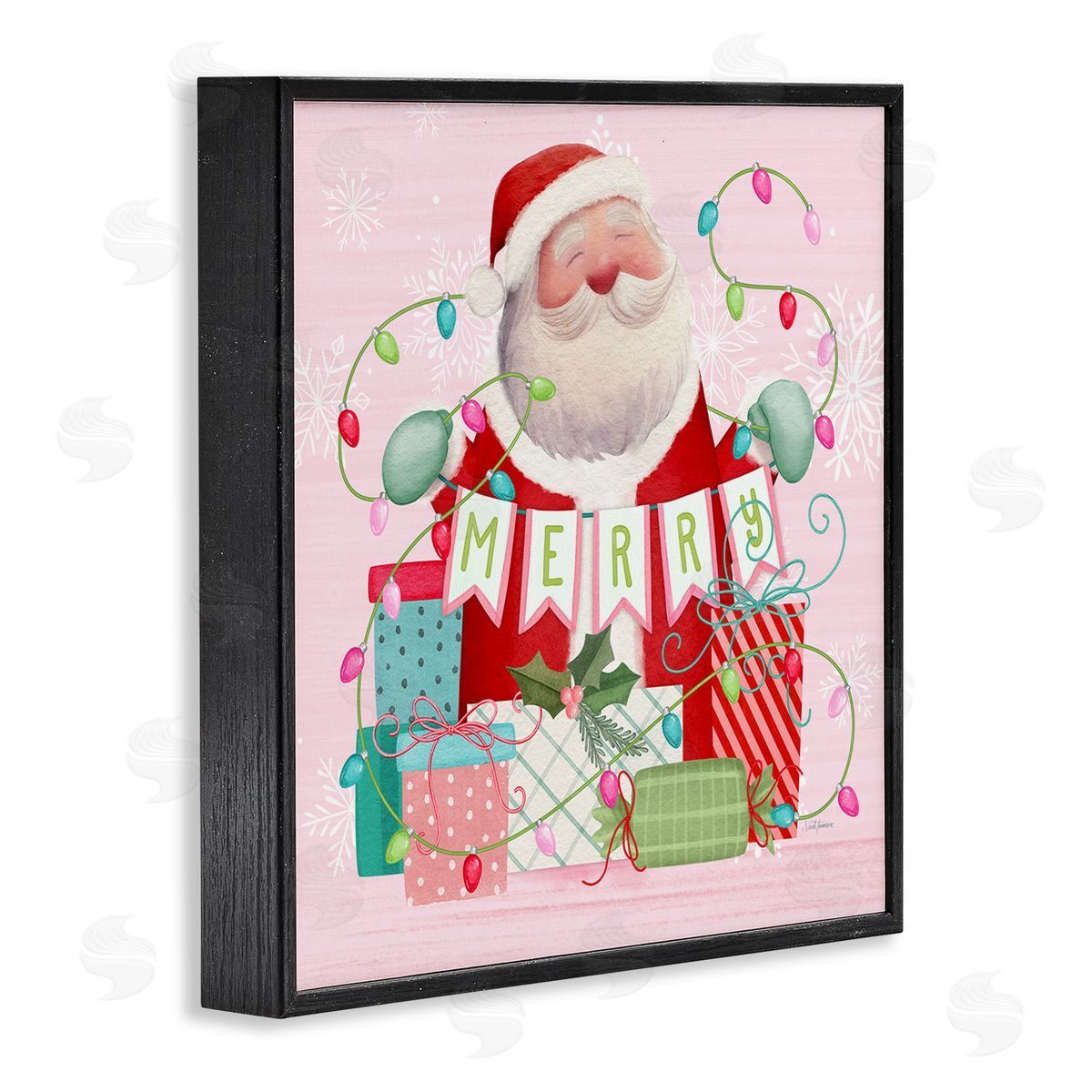Nicole Tamarin Merry Pinkmas Santa Canvas Wall Art Print