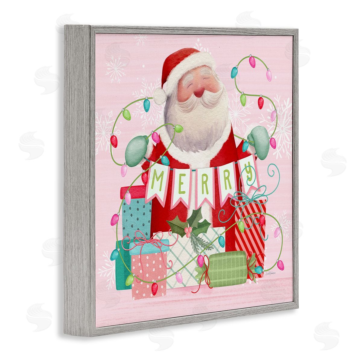 Nicole Tamarin Merry Pinkmas Santa Canvas Wall Art Print