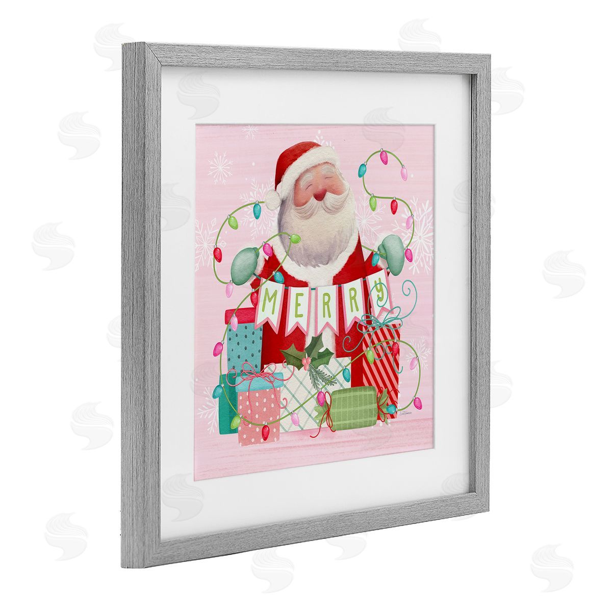 Nicole Tamarin Merry Pinkmas Santa Canvas Wall Art Print