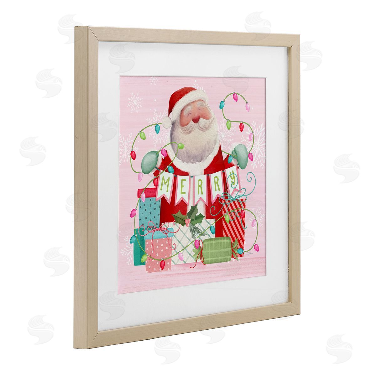 Nicole Tamarin Merry Pinkmas Santa Canvas Wall Art Print