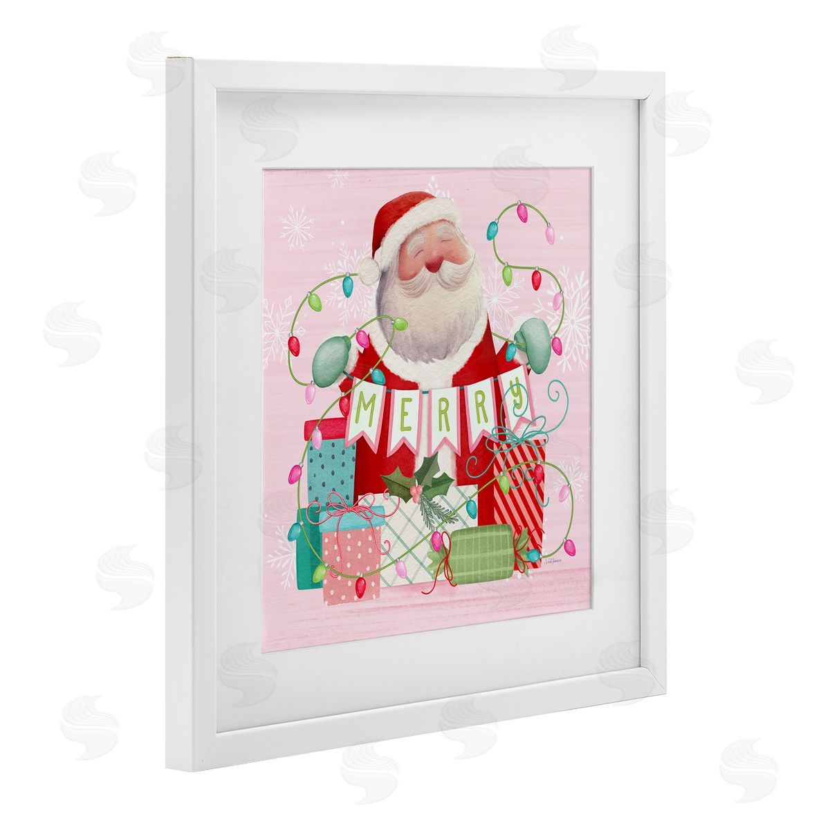 Nicole Tamarin Merry Pinkmas Santa Canvas Wall Art Print