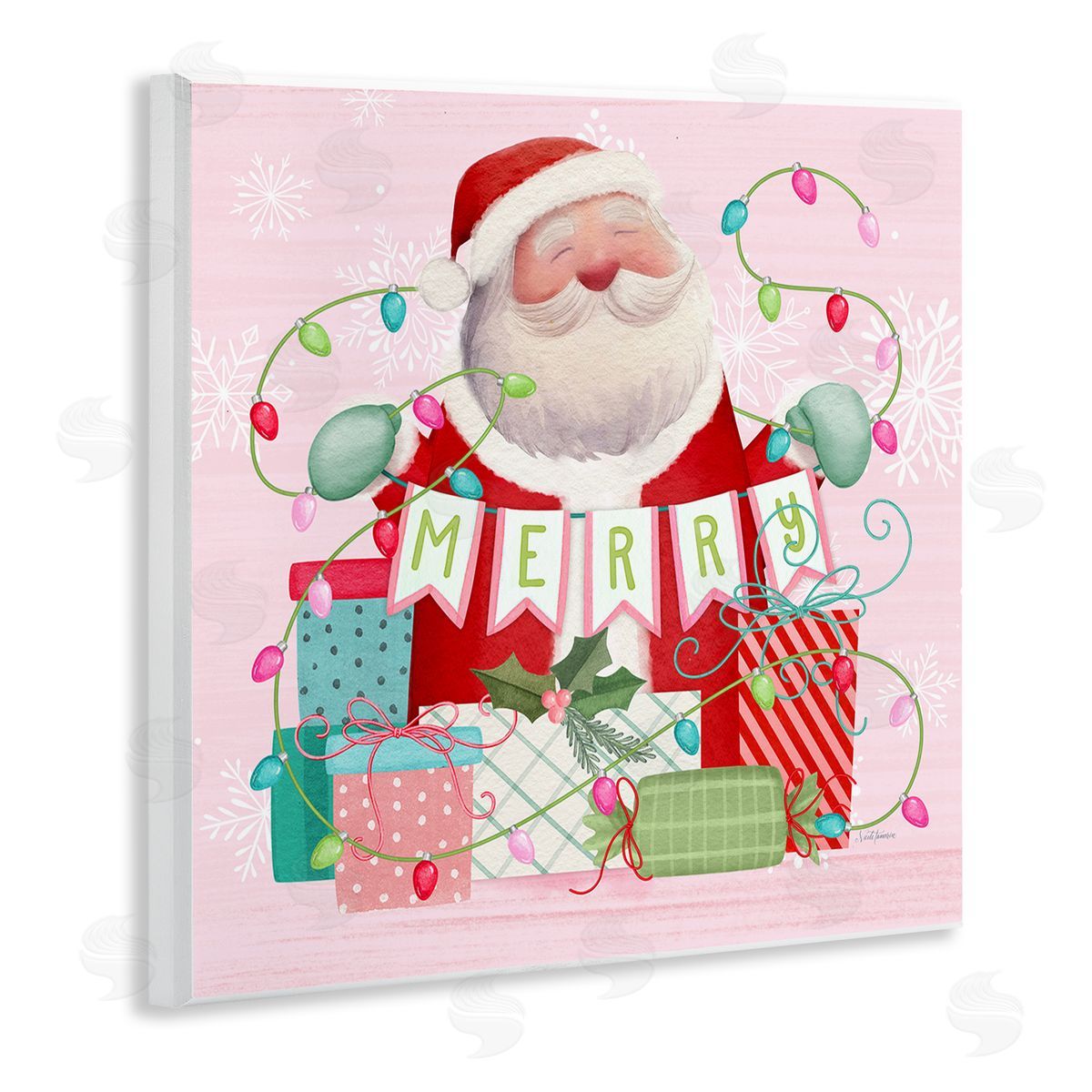 Nicole Tamarin Merry Pinkmas Santa Canvas Wall Art Print