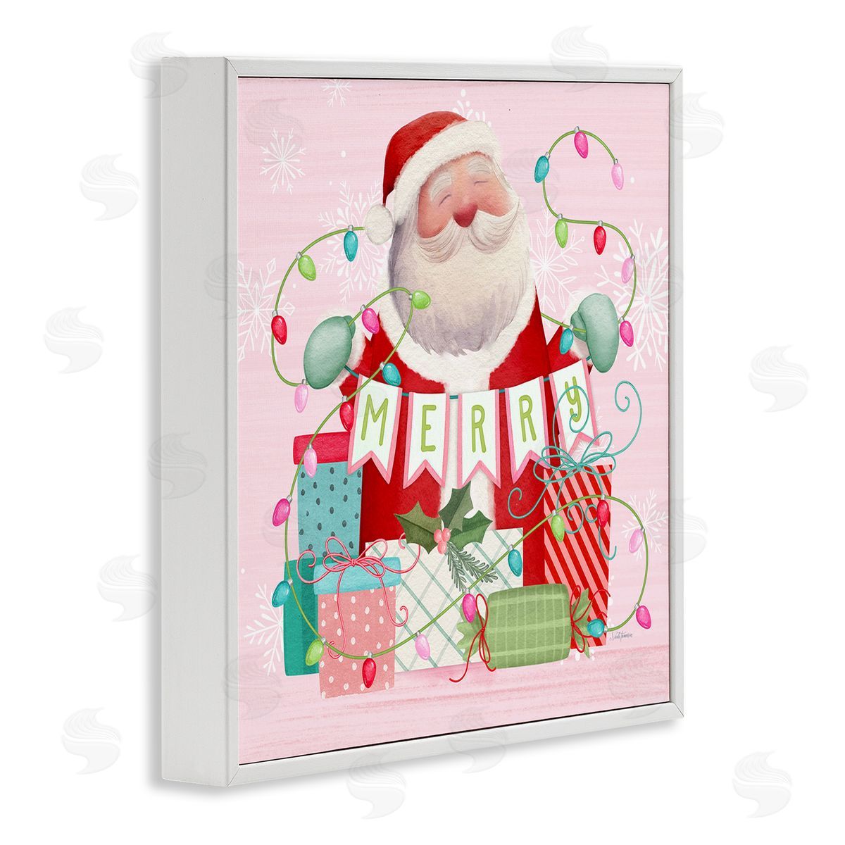 Nicole Tamarin Merry Pinkmas Santa Canvas Wall Art Print
