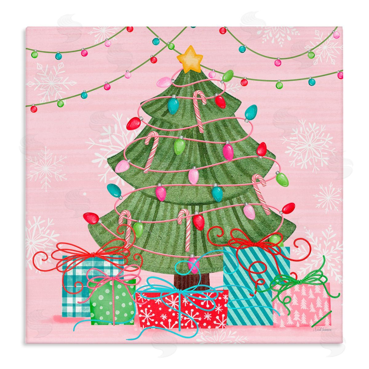Nicole Tamarin Merry Pinkmas Tree Canvas Wall Art Print
