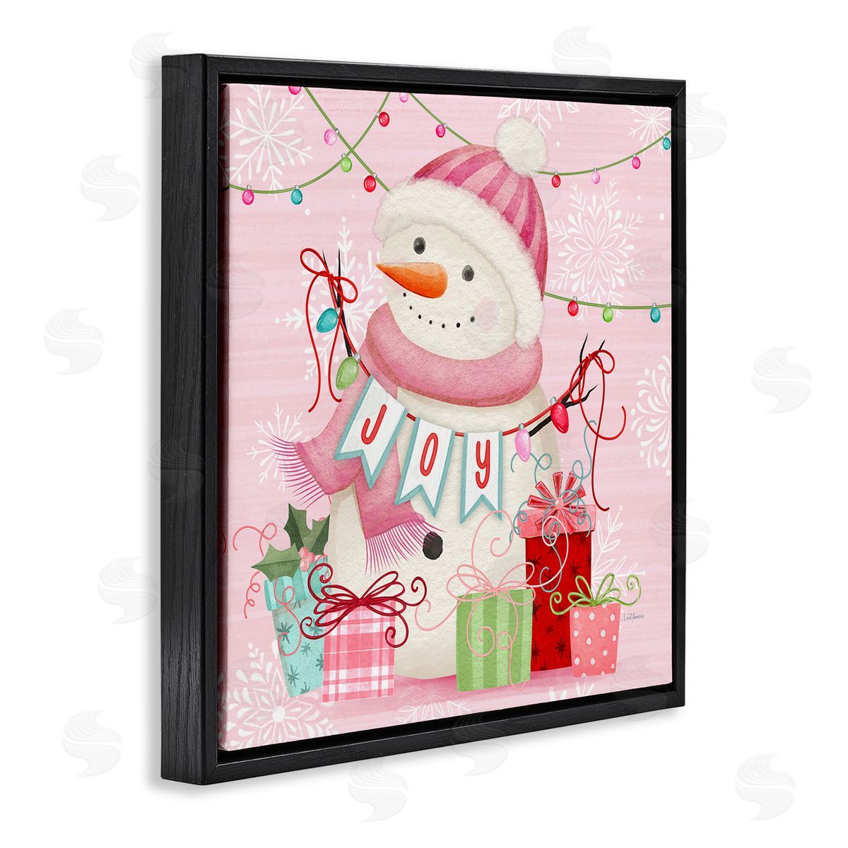 Nicole Tamarin Pink Snowman Joy Canvas Wall Art Print