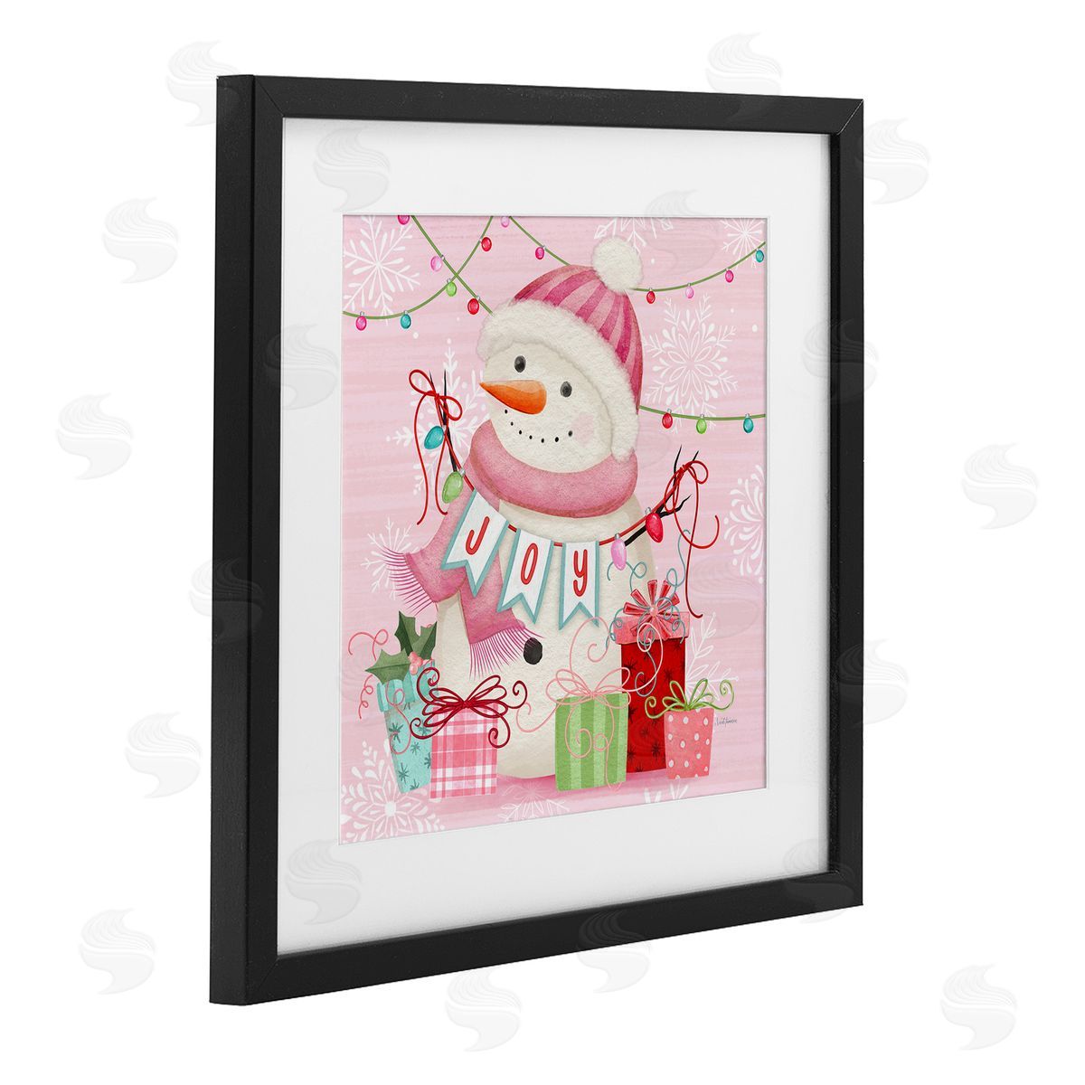 Nicole Tamarin Pink Snowman Joy Canvas Wall Art Print
