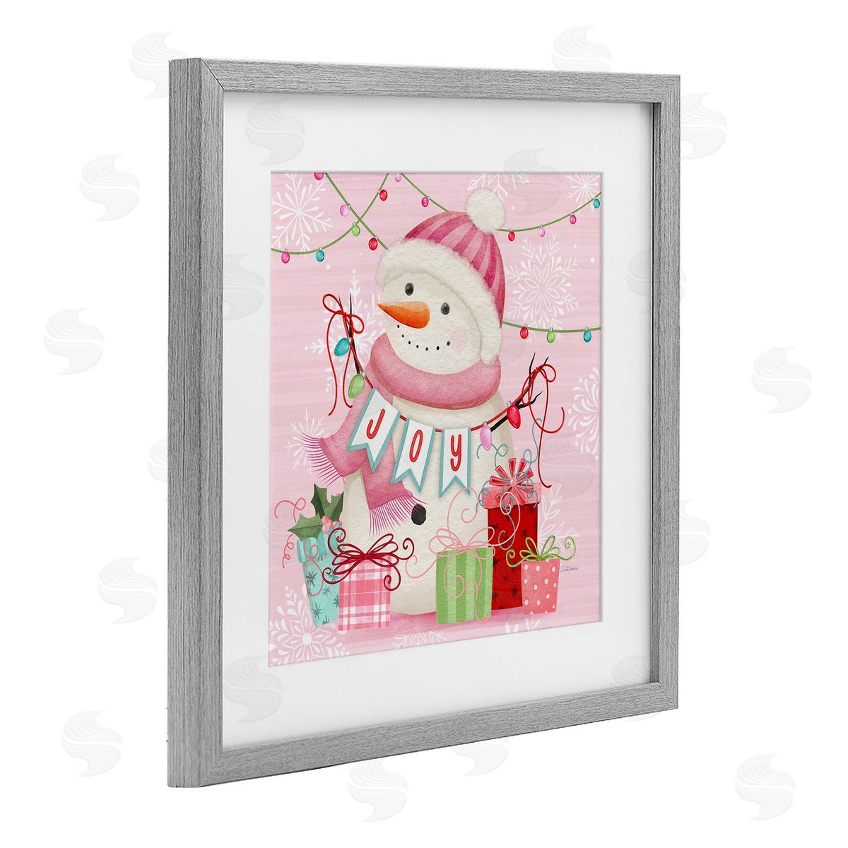 Nicole Tamarin Pink Snowman Joy Canvas Wall Art Print