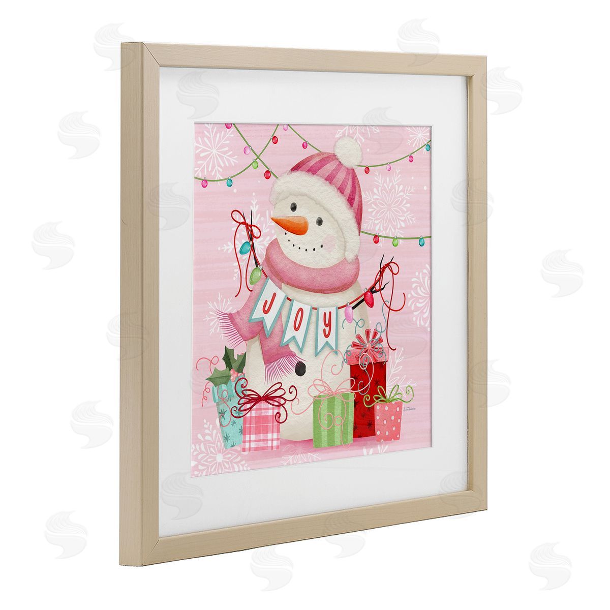 Nicole Tamarin Pink Snowman Joy Canvas Wall Art Print