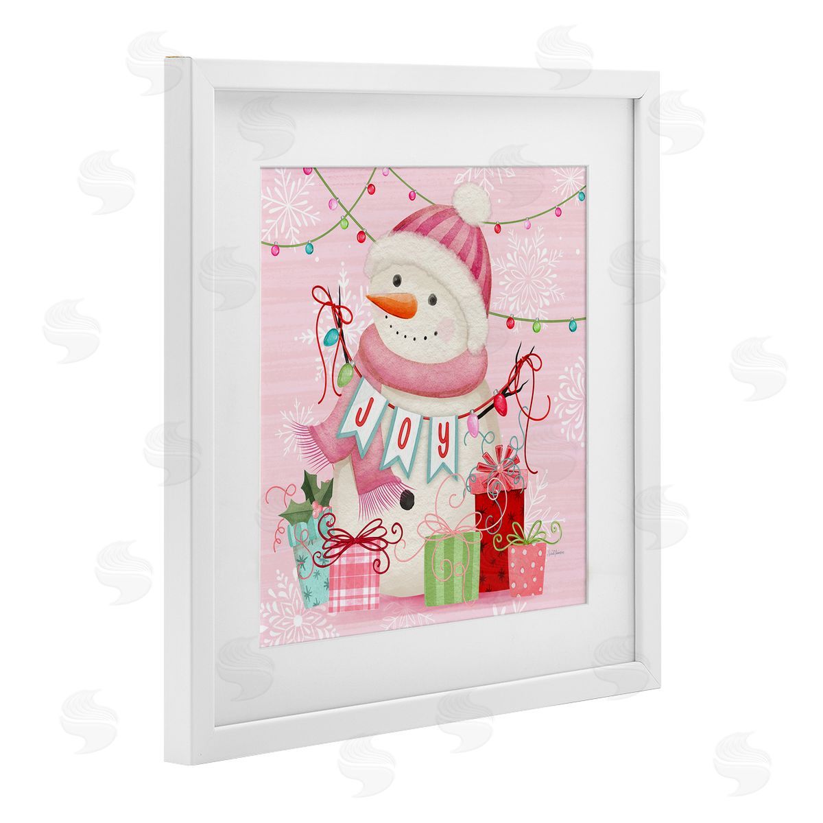 Nicole Tamarin Pink Snowman Joy Canvas Wall Art Print