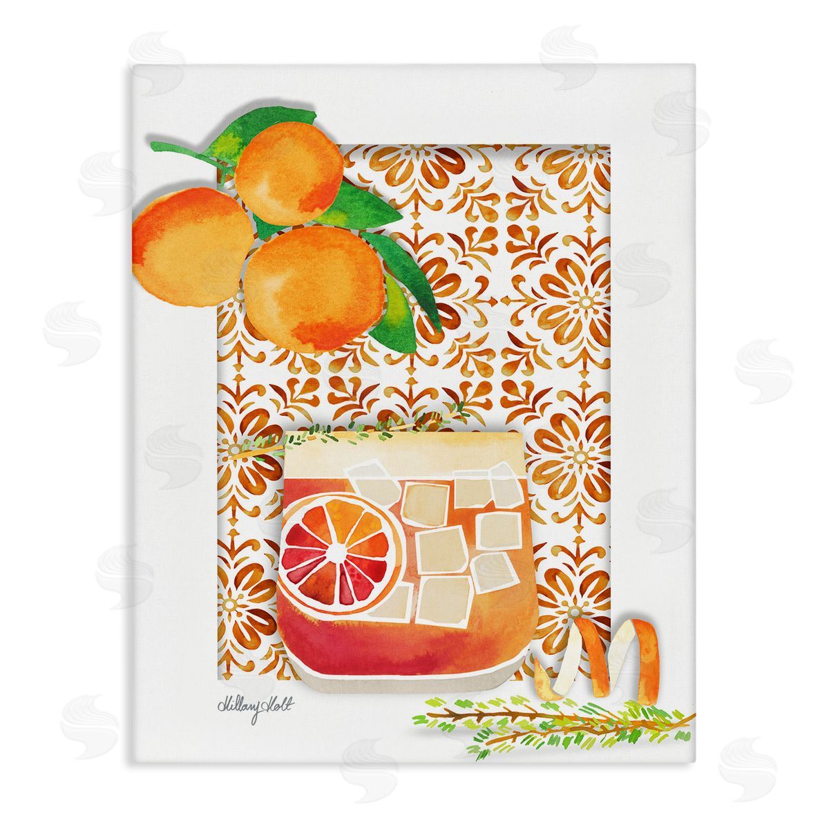 Mediterranean Pattern Negroni Canvas Wall Art, Home Decor by Hillary Holt