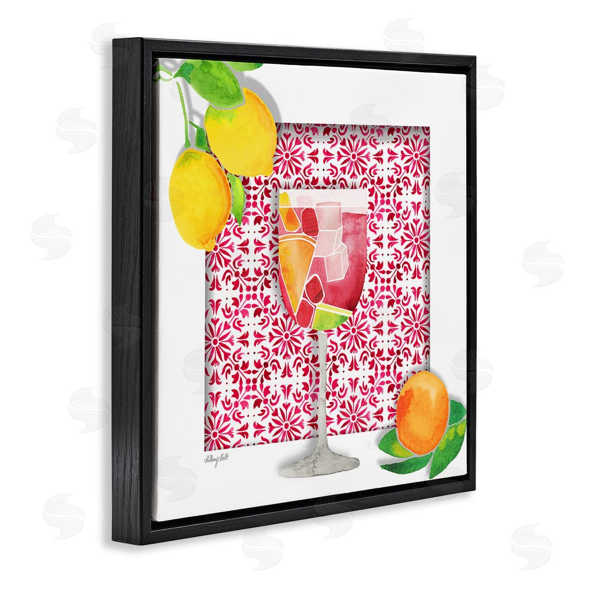 Fruity Sangria Drink Black Floating Frame Canvas Wall Art, Home Decor by Hillary Holt