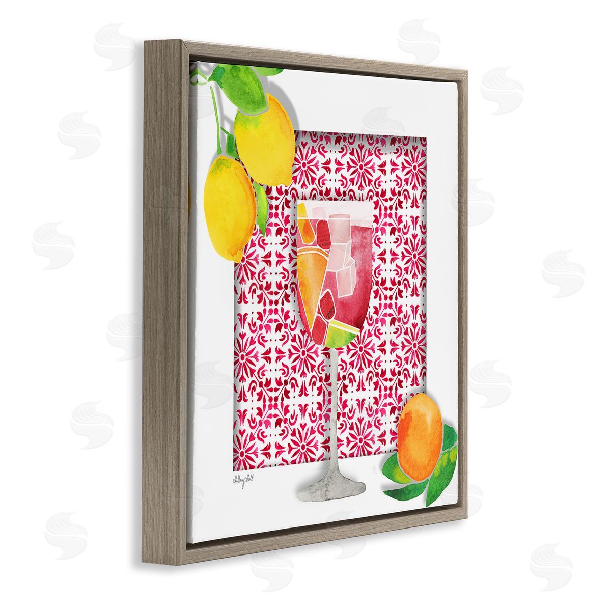 Fruity Sangria Drink Brown Floating Frame Canvas Wall Art, Home Decor by Hillary Holt