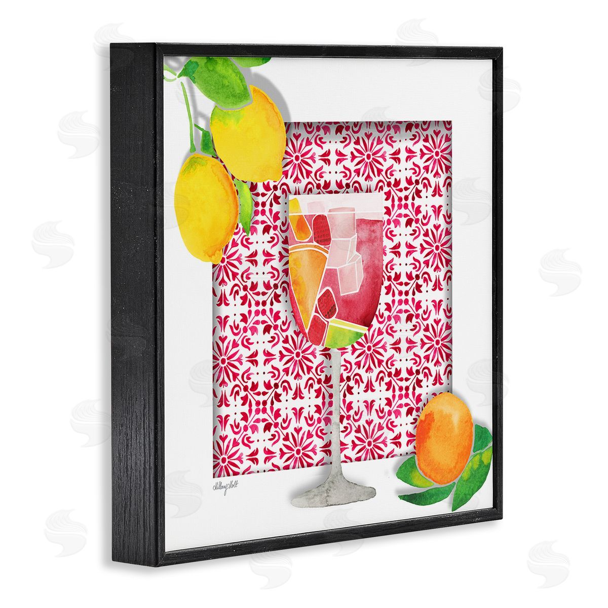 Fruity Sangria Drink Black Frame Print Wall Art, Home Decor by Hillary Holt