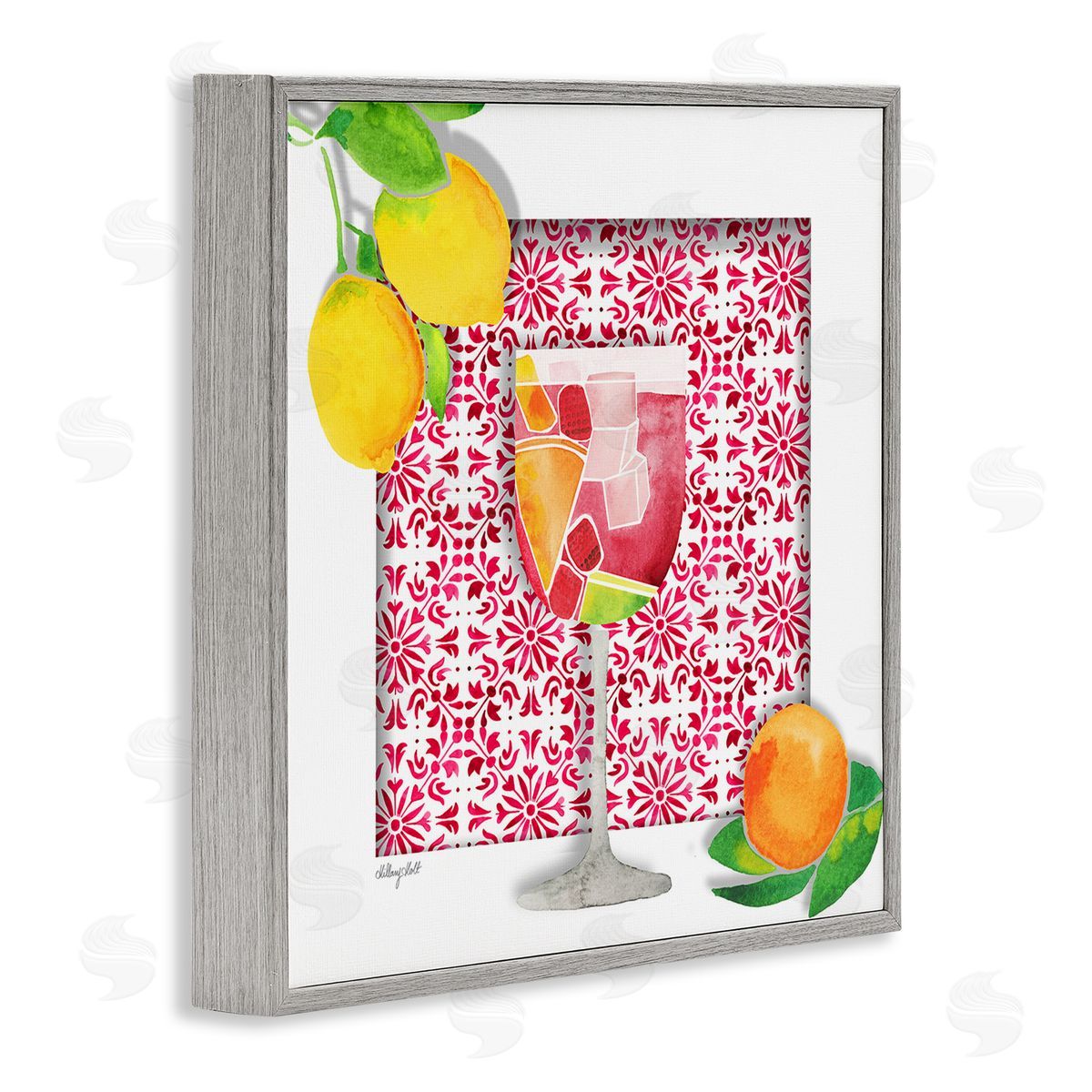Fruity Sangria Drink Grey Frame Print Wall Art, Home Decor by Hillary Holt