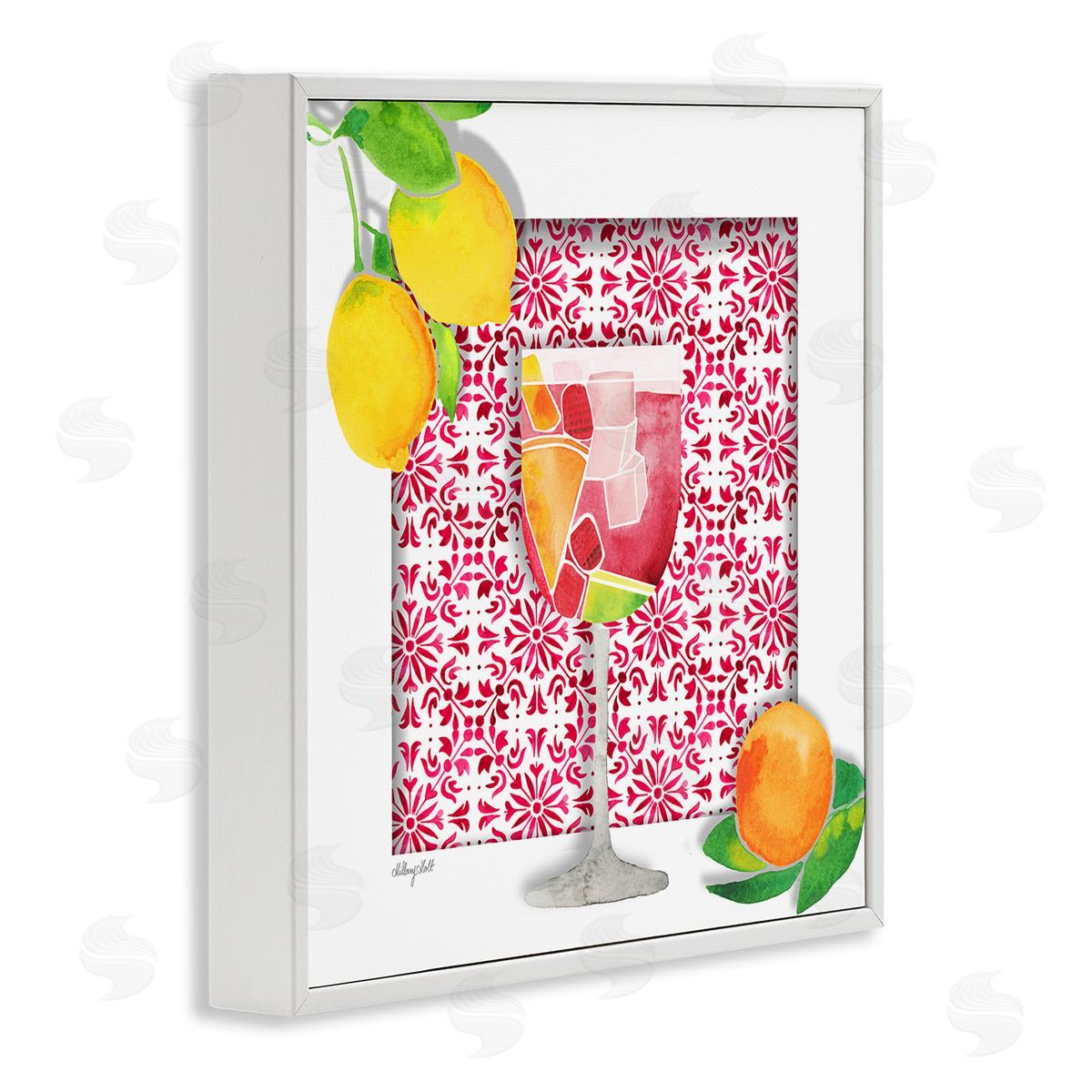 Fruity Sangria Drink White Frame Print Wall Art, Home Decor by Hillary Holt