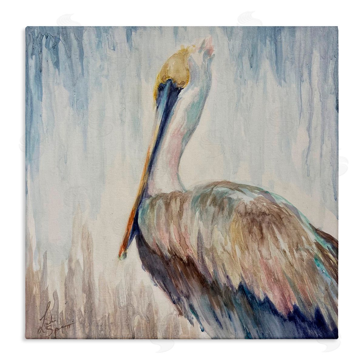 Linda Sperruzzi Stella Watercolor Pelican Portrait Canvas Wall Art Print