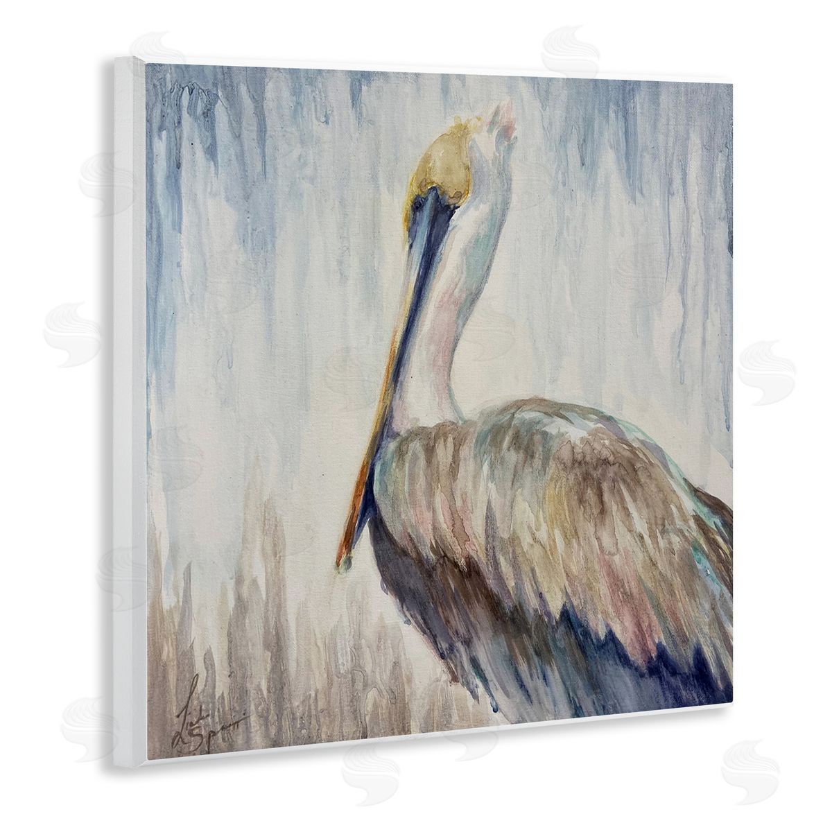 Linda Sperruzzi Stella Watercolor Pelican Portrait Canvas Wall Art Print