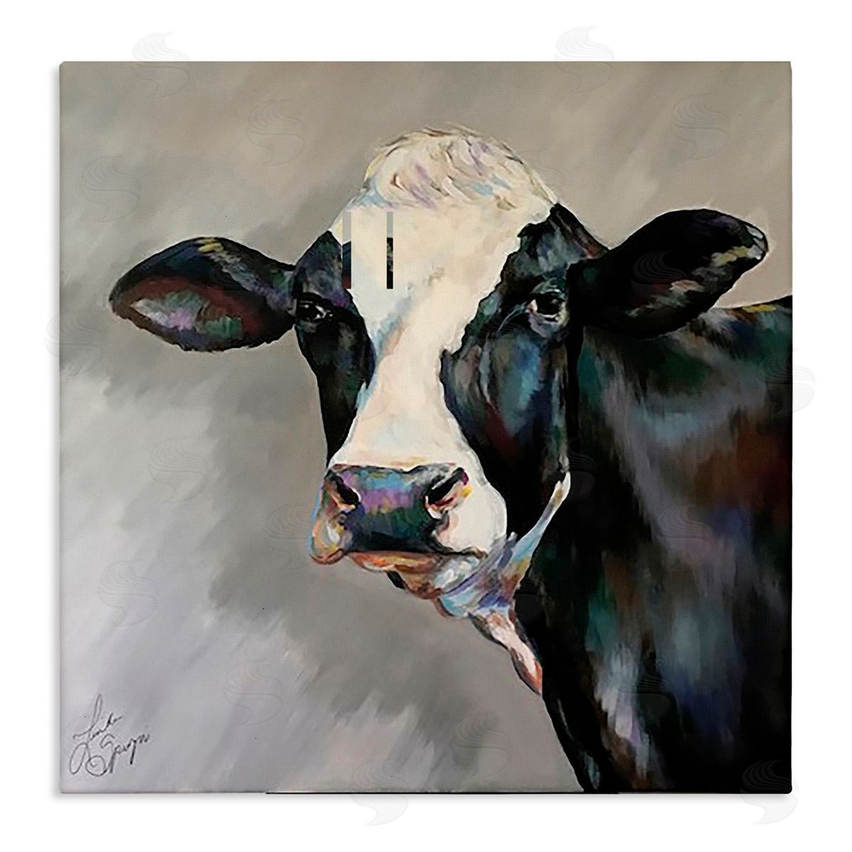Linda Sperruzzi Belle Black and White Cow Canvas Wall Art Print