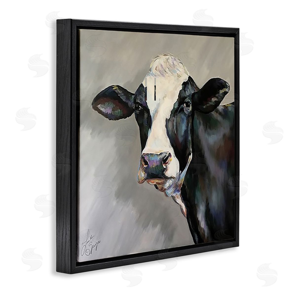 Linda Sperruzzi Belle Black and White Cow Canvas Wall Art Print