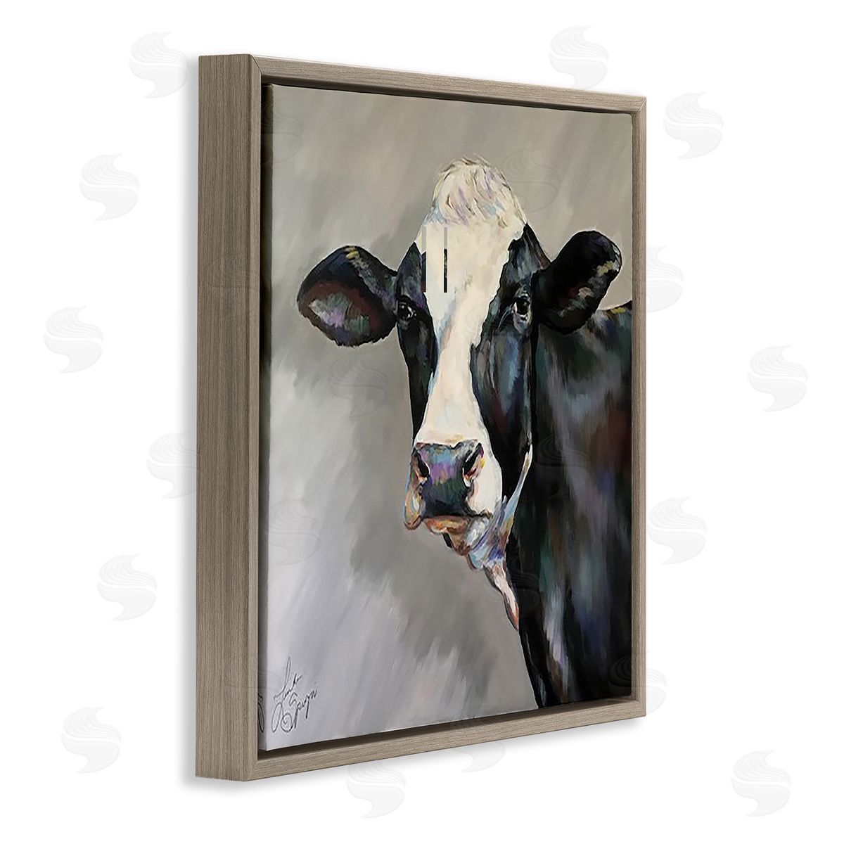 Linda Sperruzzi Belle Black and White Cow Canvas Wall Art Print