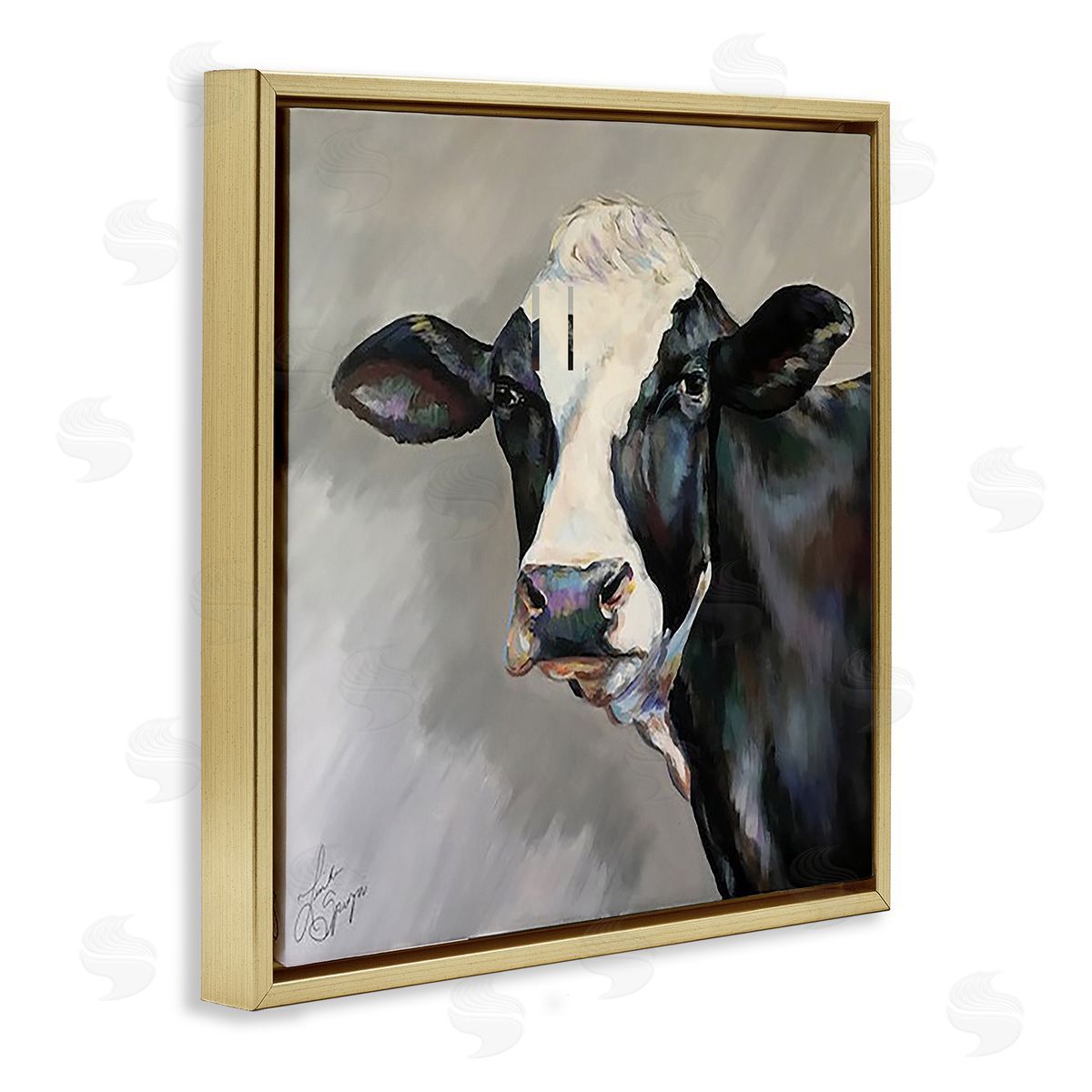 Linda Sperruzzi Belle Black and White Cow Canvas Wall Art Print