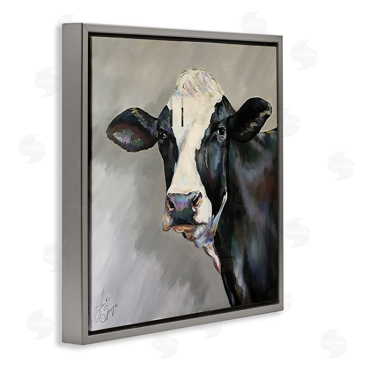 Linda Sperruzzi Belle Black and White Cow Canvas Wall Art Print