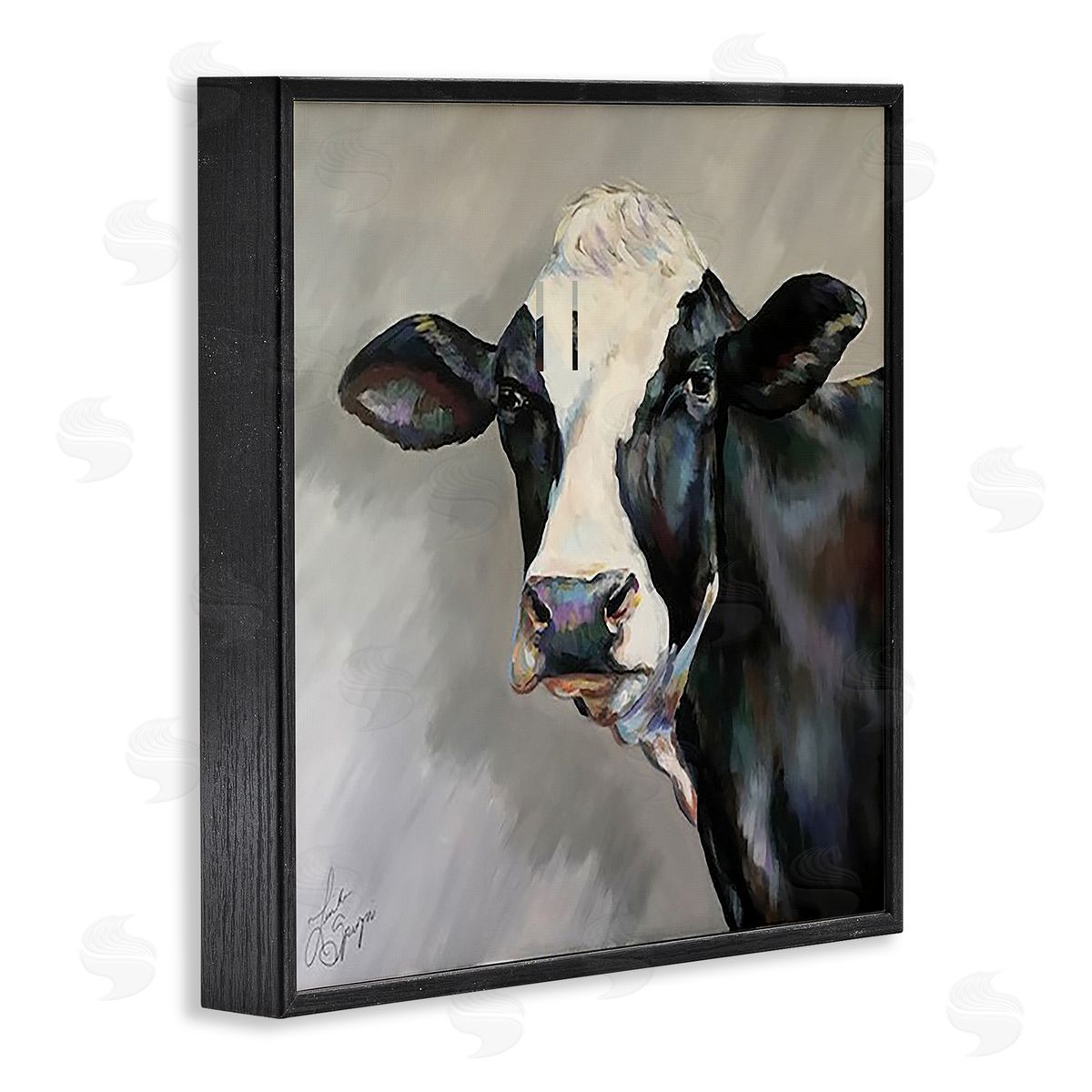 Linda Sperruzzi Belle Black and White Cow Canvas Wall Art Print