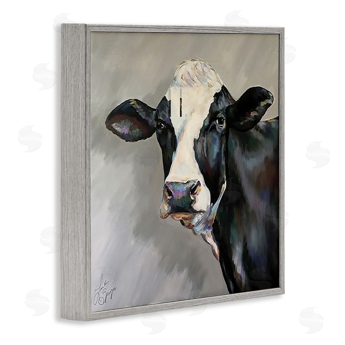 Linda Sperruzzi Belle Black and White Cow Canvas Wall Art Print