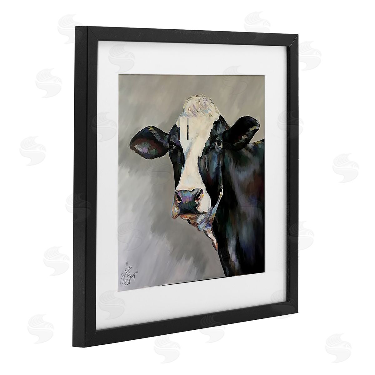 Linda Sperruzzi Belle Black and White Cow Canvas Wall Art Print