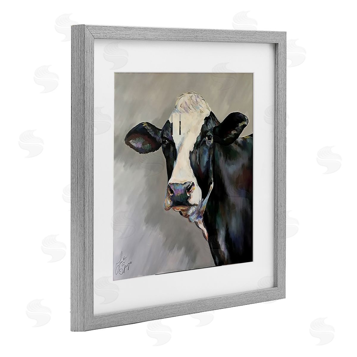Linda Sperruzzi Belle Black and White Cow Canvas Wall Art Print