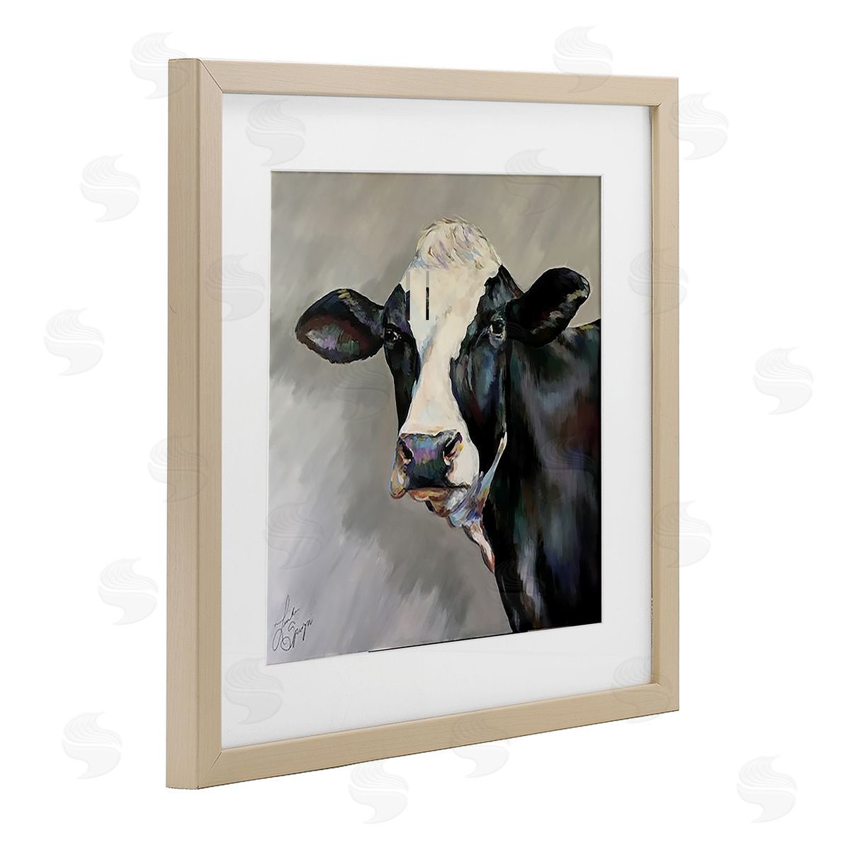 Linda Sperruzzi Belle Black and White Cow Canvas Wall Art Print
