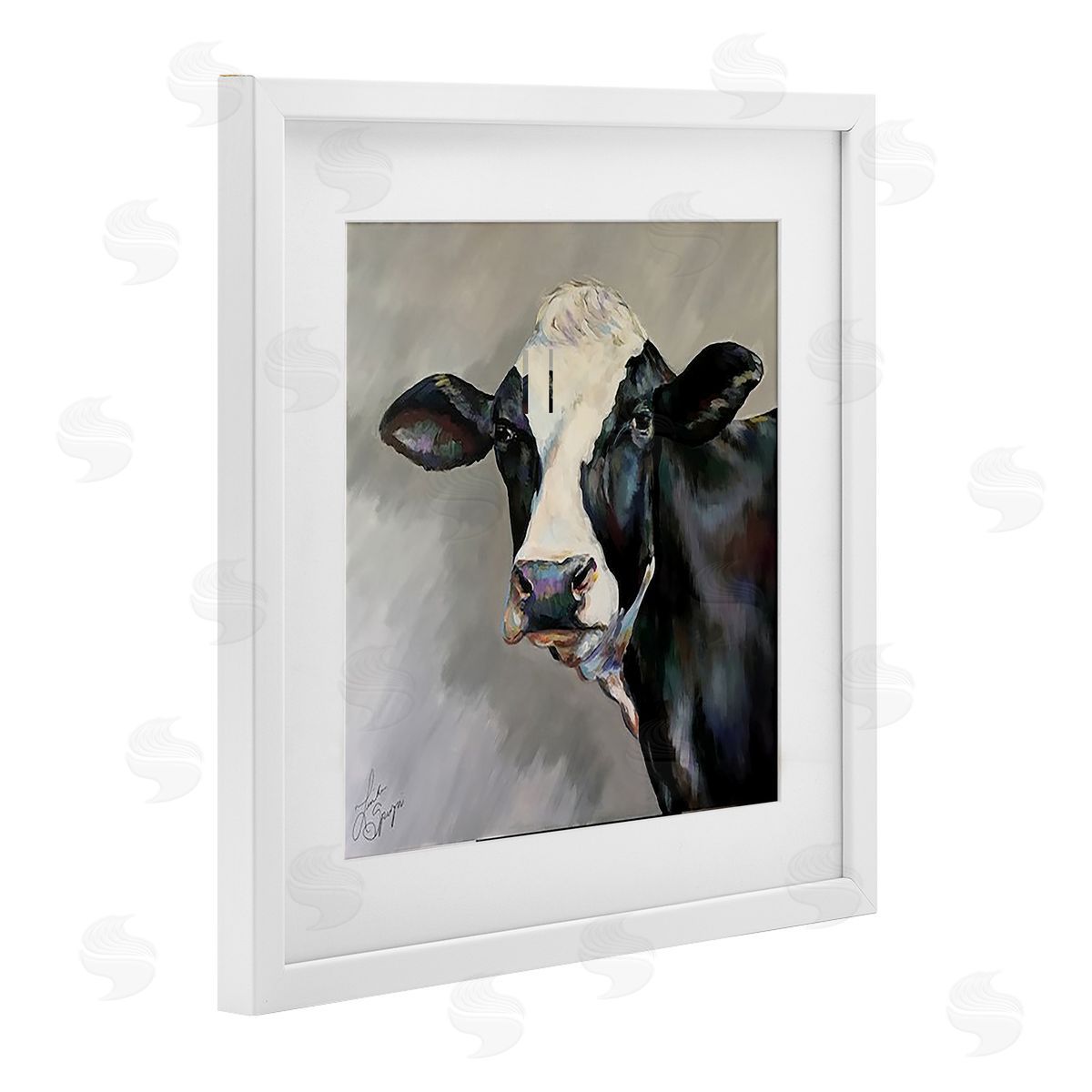 Linda Sperruzzi Belle Black and White Cow Canvas Wall Art Print